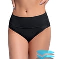 thumbnail image 2 of Women's Black High Waisted Bikini Bottoms - Retro Style, Basic Design, Full Coverage Swimsuit, Mid - Waist, Comfortable Material, S - XXL Sizes, 2 of 6
