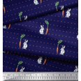 thumbnail image 3 of Soimoi Velvet Fabric Carrot & Rabbit Dots Print Sewing Fabric Yard 58 Inch Wide, 3 of 5