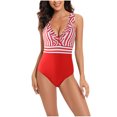 thumbnail image 1 of Birdeem Maillot de Bain une-Pièce pour Femmes à Rayures Contrastées, Camisole, Dos Nu, Bikini, 1 of 1