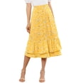 thumbnail image 1 of Unique Bargains Women's Floral Print Elastic Waist Ruffle Hem Midi Skirt, 1 of 8