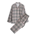 thumbnail image 1 of LSLJS Ensembles de Pyjama pour Hommes Décontractés à Carreaux Vêtements d'Intérieur Hauts à Manches Longues Pantalons Col Rabattu Pyjamas de Nuit Ensembles Cadeaux pour Hommes, 1 of 2