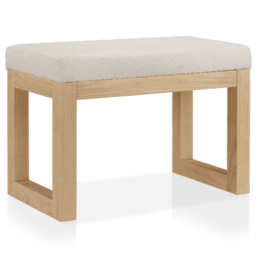 Bouclair Oatmeal Fabric and Natural Wood Bench