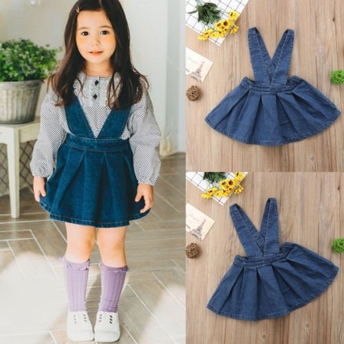 Fille Enfant Bébé Été Sans Manches Denim Robe Salopette Tutu Jupe Partie Vêtements