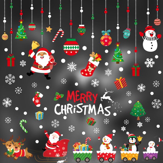 Christmas Decorations-Window Clings Decor Stickers, Multicolor Wall Decals Stickers,Home Kitchen School University Christmas Decorations(Style 9)