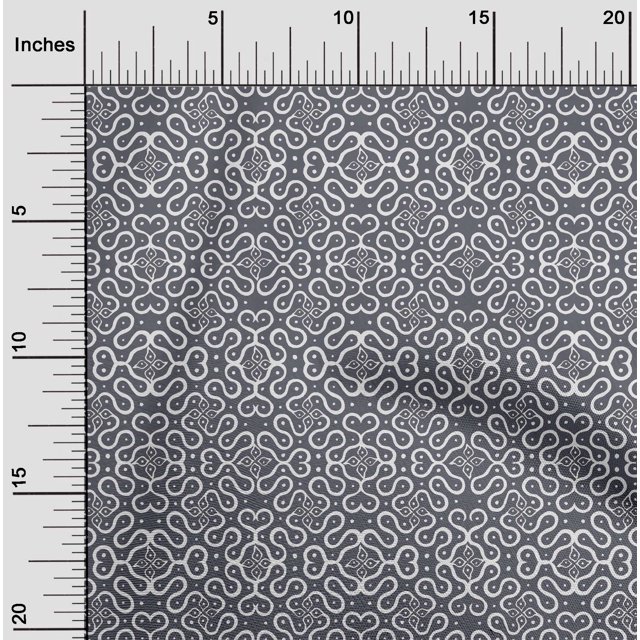 oneOone Cotton Cambric Fabric Leaves & Swirl Block Decor Fabric Printed BTY 56 Inch Wide