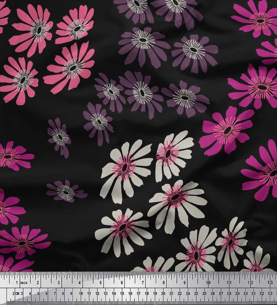 Soimoi Cotton Poplin Fabric Artistic Flower Print Fabric by Yard 42 Inch Wide