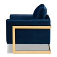 thumbnail image 3 of Baxton Studio Matteo Tissu de Velours avec Chaise d'Appoint Finition Or en Bleu Royal, 3 of 9