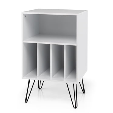 Costway Support pour Tourne-Disque, Présentoir, Tablette 21 Pouces L x 18 Pouces L x 34 Pouces H Blanc