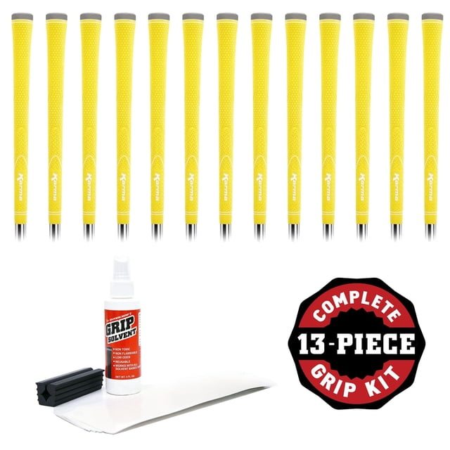 Karma Neion II Yellow Golf Club Grip Kit (13 Standard Grips, Solvent & Tape)