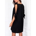 thumbnail image 4 of SMihono Robes Bohèmes d'Été Femmes Grande Taille Mode Femmes Col en V Été Uni Décontracté Manches Courtes Mi-Mollet, 4 of 7