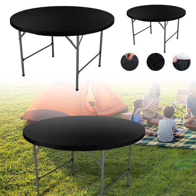 Nappe Ronde Élastique pour Salle à Manger, Tissu Polyester Extensible, Housse de Table Décorative pour Fêtes, Banquets et Rassemblements à la Maison