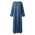 thumbnail image 4 of 2025 Robe Femme Couleur Unie à Manches Bouffantes Profondes en V Col Rond Robes Maxi pour Femmes Robe une Robe Femme Robe Chemise Robe d'Été Femme, 4 of 5
