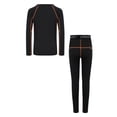 thumbnail image 2 of Moggemol Ensemble de Couche de Base de Compression pour Garçons, Col Rond, Haut à Manches Longues avec Leggings à Taille Élastique, Noir Orange 22, 2 of 7
