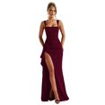 thumbnail image 2 of Robes Formelles pour Femmes Sans Manches Moulantes Froncées à Fente Haute Robe Maxi Cocktail Bal Rouge Vin m, 2 of 8