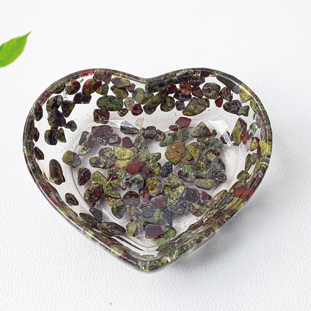 CQCYD Heart Shaped Resin Bowl, Transparent Jewelry Dish, Decorative Organizer For Rings Earrings, Beautiful Patterned Craft Display, Valentine's Day Gift