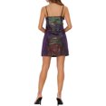 thumbnail image 3 of Allegra K Robe Femme Paillettes Col en V Bretelles Réglables Robe de Bal Mini TP Noir Vert Violet, 3 of 6