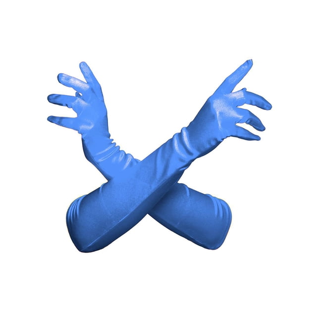 Gravity Threads Gants d'Opéra en Satin pour Femmes 18 Pouces Bleu Royal