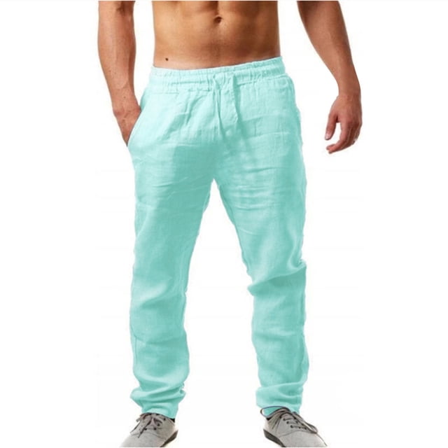 2025 Men's Hiking & Outdoor Recreation Pants, Men's Track Pants, Men's Elastic Pants Solid Simple L Color Breathable Cotton Linen Memory Foam Slip Loose