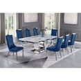 thumbnail image 4 of White Marble 9pc Dining Set with Silver Stainless Steel and 8 Chairs, 4 of 4