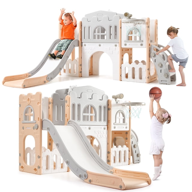 8-in-1 Toddler Indoor Slide Playset – Comprehensive Kids Playground with Climber, Slide & More