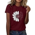 thumbnail image 1 of WTXUE T-Shirts à Manches Courtes, T-Shirts Graphiques à Col Rond pour Femmes, T-Shirt d'Été Sunflower, Blouse Ample en Coton Floral pour Fille, Chemises pour Femmes / Décontractées pour Femmes Plus Vin/Sunflower M, 1 of 6