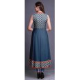 thumbnail image 4 of Bimba Robe Anarkali à Col Mandarin pour Femmes, Imprimé Damassé Bleu Marine Foncé, Kurta Ethnique Indienne X-Small, 4 of 6