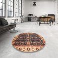 thumbnail image 3 of Ahgly Company Tapis d'Intérieur Ronds Abstraits Rouge Brun à Motifs Géométriques, 4 Pieds Rond, 3 of 6