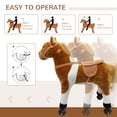 thumbnail image 2 of Qaba Kids Walking Pony Ride on Toy Rocking Horse Neigh Sound Plush w/ Wheel Child Gift 110lb Weight Capacity Brown, 2 of 9