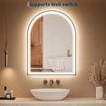 thumbnail image 2 of MIUUKA Dimmable LED Bathroom Mirror - 24x36" Arched Vanity, Front & Backlight, Anti-Fog, Shatter-Proof, Memory Function, 3 Color Temperatures, Wall Mounted, 2 of 8