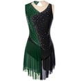 thumbnail image 3 of Zaldita Robe de Patinage Artistique pour Femmes à Blocs de Couleur, Moderne, Robe de Danse de Patinage sur Glace et à Roulettes, Justaucorps-Robe de Gymnastique Sans Manches, Vert, TTG, 3 of 7