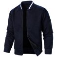 thumbnail image 3 of RXIRUCGD Man Solid Color Zipper Stand Collar Hoodie Coat, Navy, Size: 3XL, 3 of 6