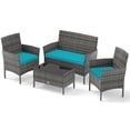 thumbnail image 1 of Costway 4 PCS Patio Furniture Set with Washable Cushions and Tempered Glass Coffee Table, 1 of 9