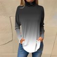 thumbnail image 2 of FAIWAD Women's Turtleneck Long Sleeve Tops Basic Layering Irregular U Hem Soft Underwear Tunic Tops, 2 of 4