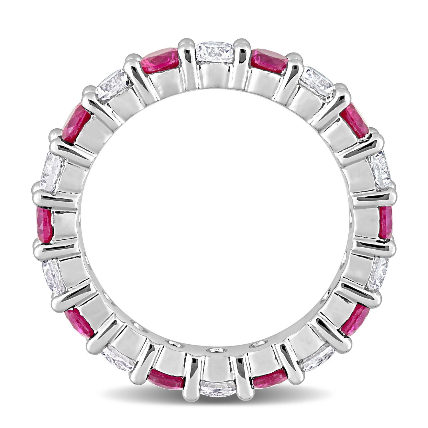 Miabella 3-3/4 Carat T.G.W. Created Ruby and Created White Sapphire Sterling Silver Eternity Anniversary Ring