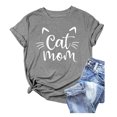 thumbnail image 1 of LUOGENLI T-shirts pour Femme pour Femmes T-Shirt à Col Rond d'Été à Imprimé Chat Coloré en Coton à Manches Courtes Haut T-Shirt T-shirts pour Femmes T-Shirt Graphique Vêtements d'Été Gris TTTG, 1 of 2