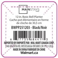 thumbnail image 2 of Mainstays Basic Bell Planter 12 inch Black, Classic Design with Attached Tray Durable Weather Resistant Matte Finish, 2 of 3
