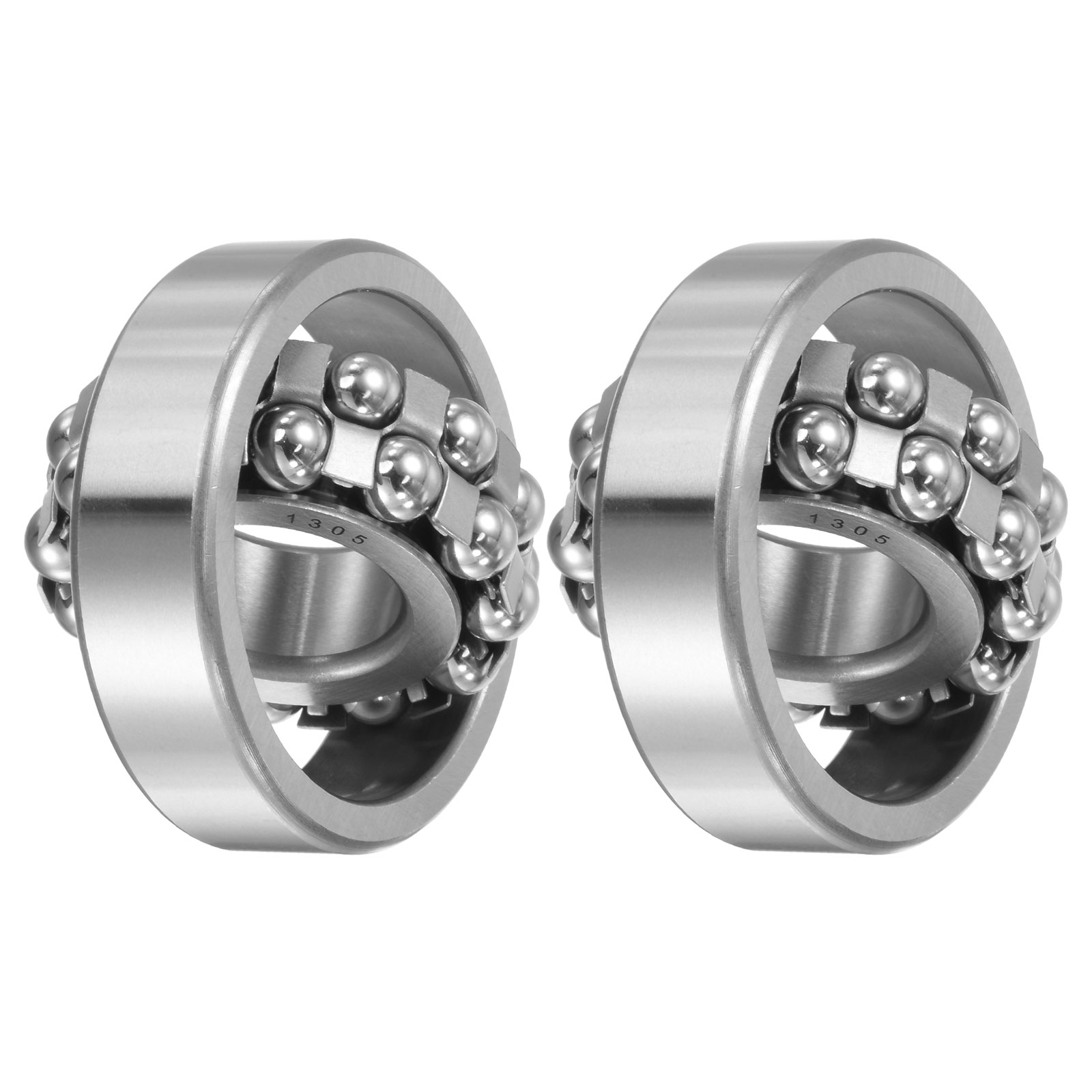 Unique Bargains Roulements à Billes Auto-Alignants 25x62x17mm 1305, Type Ouvert, Acier Chromé, Lot de 2