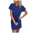 thumbnail image 2 of Gspmoly Robes d'Été pour Femmes 2025, Robe Décontractée pour Femmes à la Mode Colorée à Col Rond avec Lien à Manches Courtes, Robes de Soirée pour Femmes Économies d'Été, 2 of 3