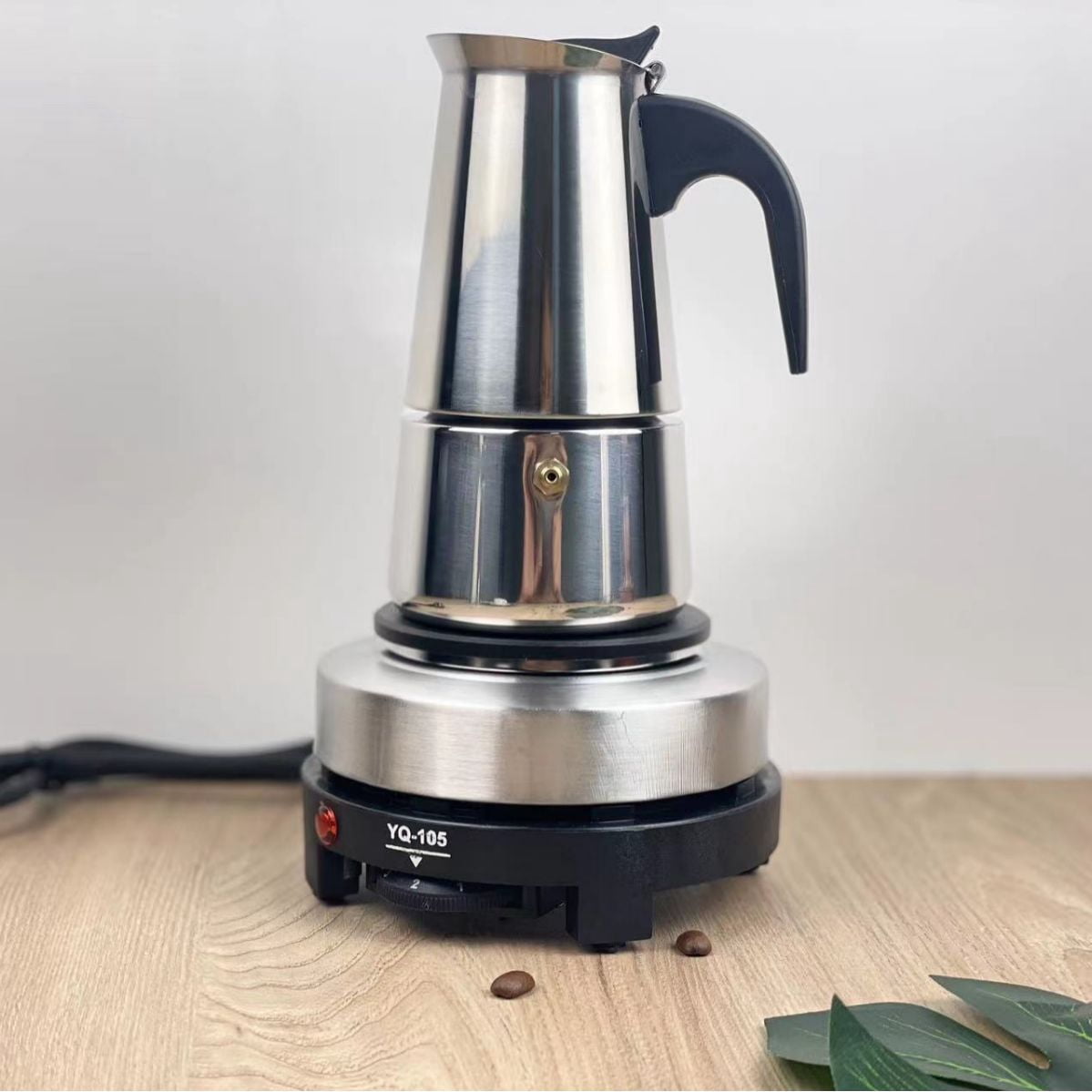 Stainless Steel Espresso & Moka Coffee Maker Set with Compact Electric Stove – European Sleek Design, 6-Cup Capacity, 110V US Plug, Rust-Resistant, Easy to Clean & Store, Ideal for Home Baristas &