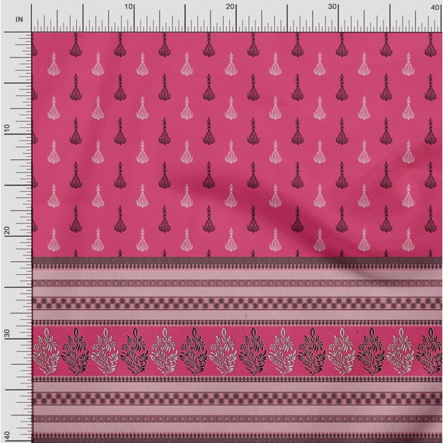 Soimoi Poly Crepe Fabric Geometric,Stripe & Floral Panel Print Fabric by Yard 52 Inch Wide