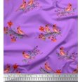 thumbnail image 2 of Soimoi Tissu de Canard de Coton Violet Baies Rouges & Bulbul Oiseau Tissus Imprimés par Yard 56 Pouces de Large, 2 of 3