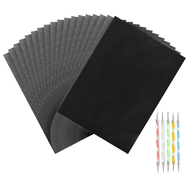 Unique Bargains Ensemble de Papier Carbone, Papier de Transfert, de Calque et de Copie A4 au Graphite avec Stylet d'Embossage Noir 50 Feuilles