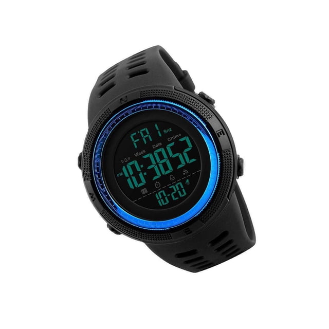 serony 1251 Mens Digital Sports Watch Waterproof Stopwatch Countdown Blue