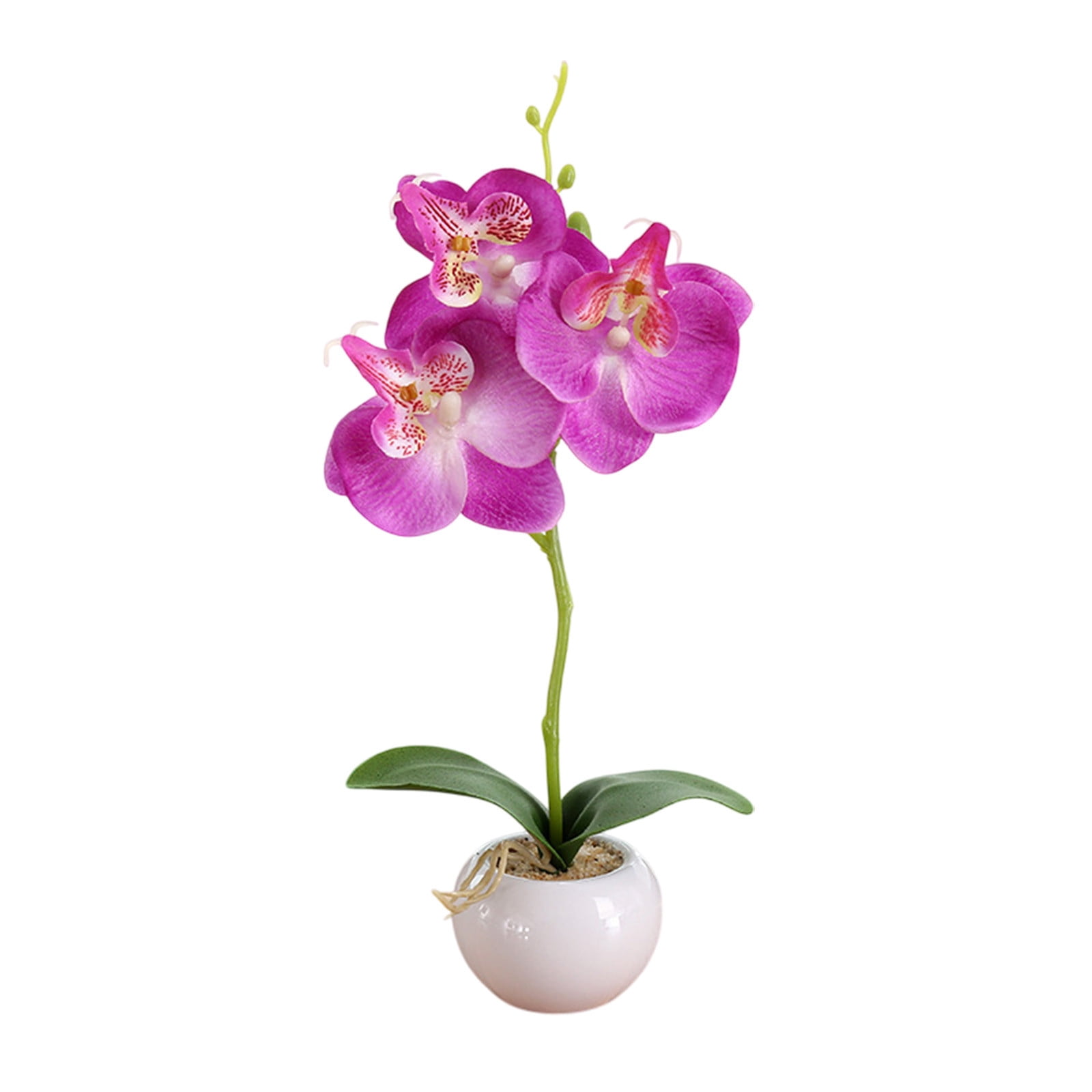 WRKEKC Clearance Fake Flowers Small Round Pot Phalaenopsis Three Flowers Bonsai Simulation Flower Arrangement Green Plant Simulation Potted Plants