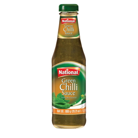 National Foods Green Chilli Sauce 28.22 oz (800g) | Traditional & Spicy | Condiment for Dipping & Topping | Premium Glass Bottle