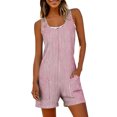 thumbnail image 3 of Sentmoon Overall Shorts Sleeveless Womens Rompers Striped Print Button Down Regular Fit Jumpsuit Summer for Business and Casual S-2XL, 3 of 7