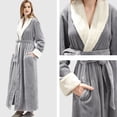 thumbnail image 5 of WZXFASHION Womens Fleece Robe Soft Plush Bathrobe Fluffy Cute Long Coat Night Robe WomenRobes Grey M, 5 of 5