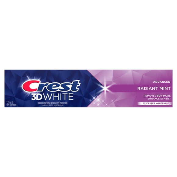 Crest 3D White Advanced Teeth Whitening Toothpaste, Radiant Mint135ml