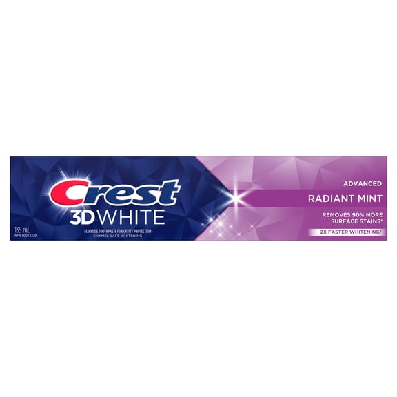 Crest 3D White Advanced Teeth Whitening Toothpaste, Radiant Mint135ml
