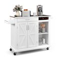 thumbnail image 1 of Costway Cuisine Île Chariot Roulant Utilitaire Chariot en Acier Inoxydable Porte-Bouteilles Blanc, 1 of 10